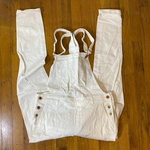 H&M Cream Stretch Overalls with Permanent Cuff